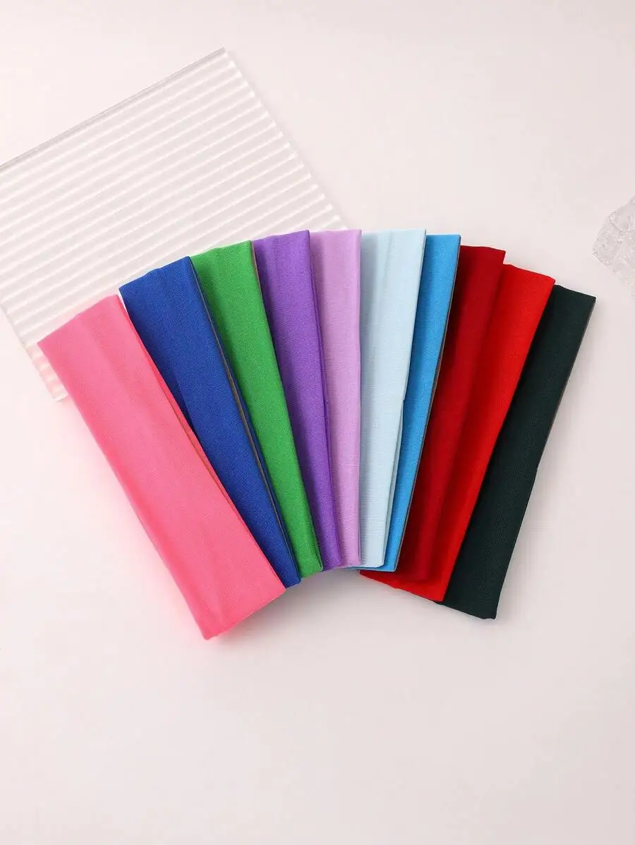 

10pcs Womens Stretchy Fabric Headbands For Yoga Running Fitness Hair Accessories