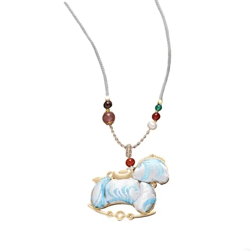Comfortable Wear Elegant Alloy Pendant Necklace Featuring Vintage Horse Design Handmade for Various Outfits C71A