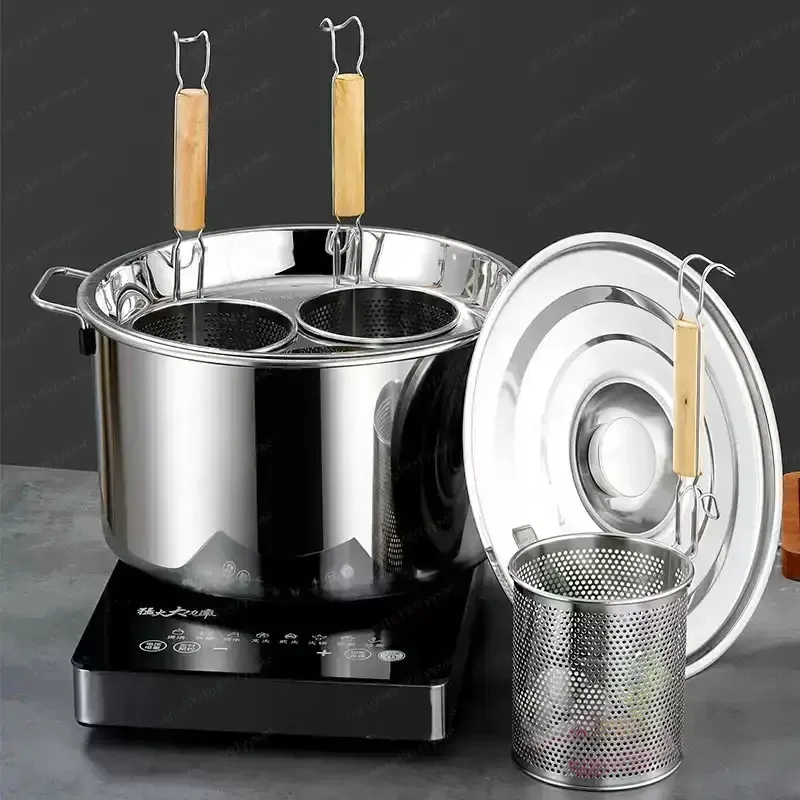 Large Capacity Stainless Steel Pot, Soup Bucket & Noodle Cooker for Induction Cooker, Stewing & Boiling