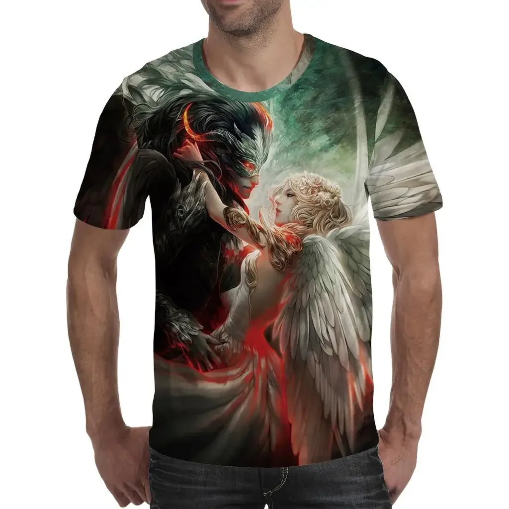 Men's Summer Flag Casual T-shirt Harajuku 3D Round-neck Printed T-shirt Casual T-shirt Street 100% Polyester Fiber Material Clot