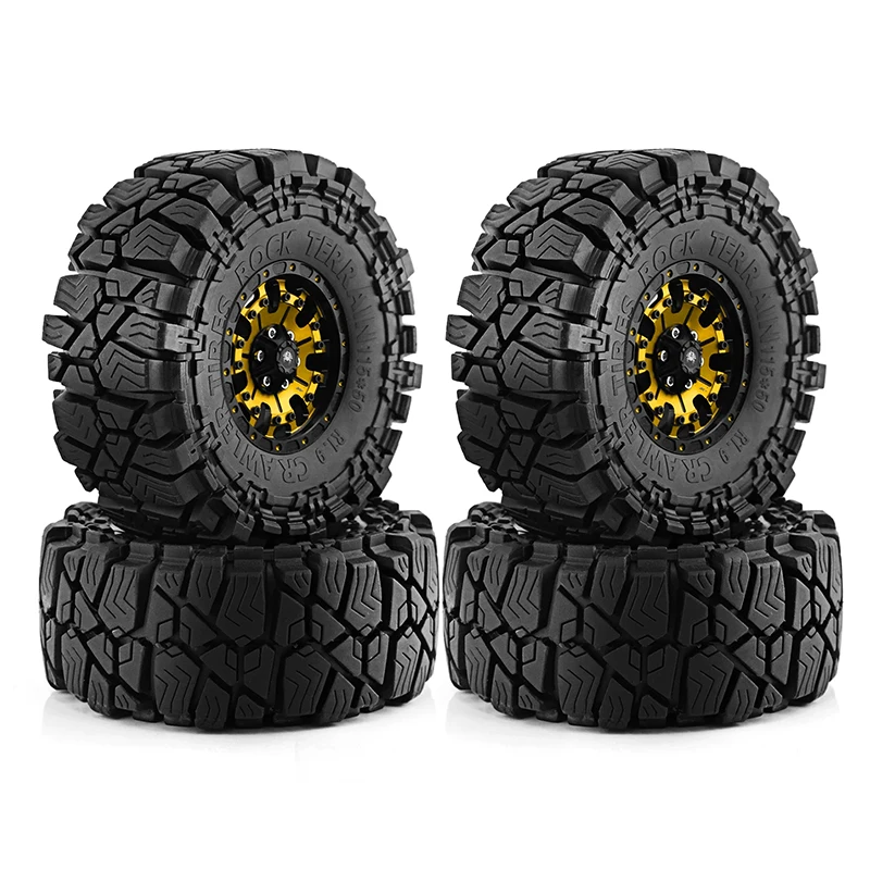 

RS RC 4PCS 1.9 Inch Beadlock Wheel Rims & Rubber Tire for 1/10 RC Rock Crawler Axial SCX10 RR10 AX10 Wraith 90048 90018 KM2