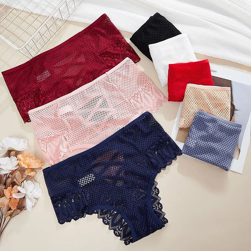 Sensual Lace Cut Out Panties for Plus Size Breathable Seamless Tummy Control Cotton Gusset Briefs Booty Lifting Underwear