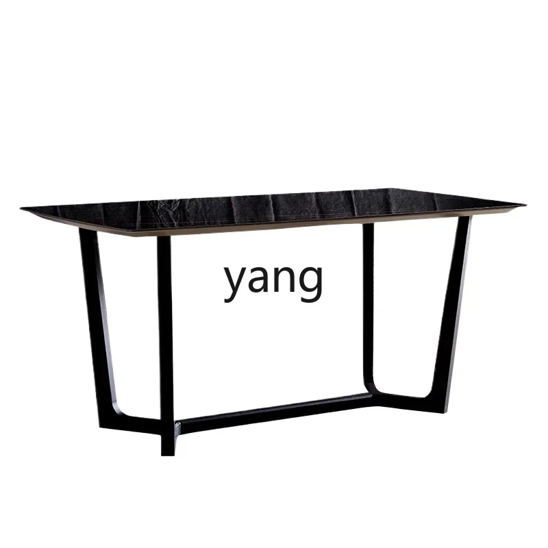 lmm Mugu Italian minimalist rock slab home dining table modern simple rectangular dining table light luxury