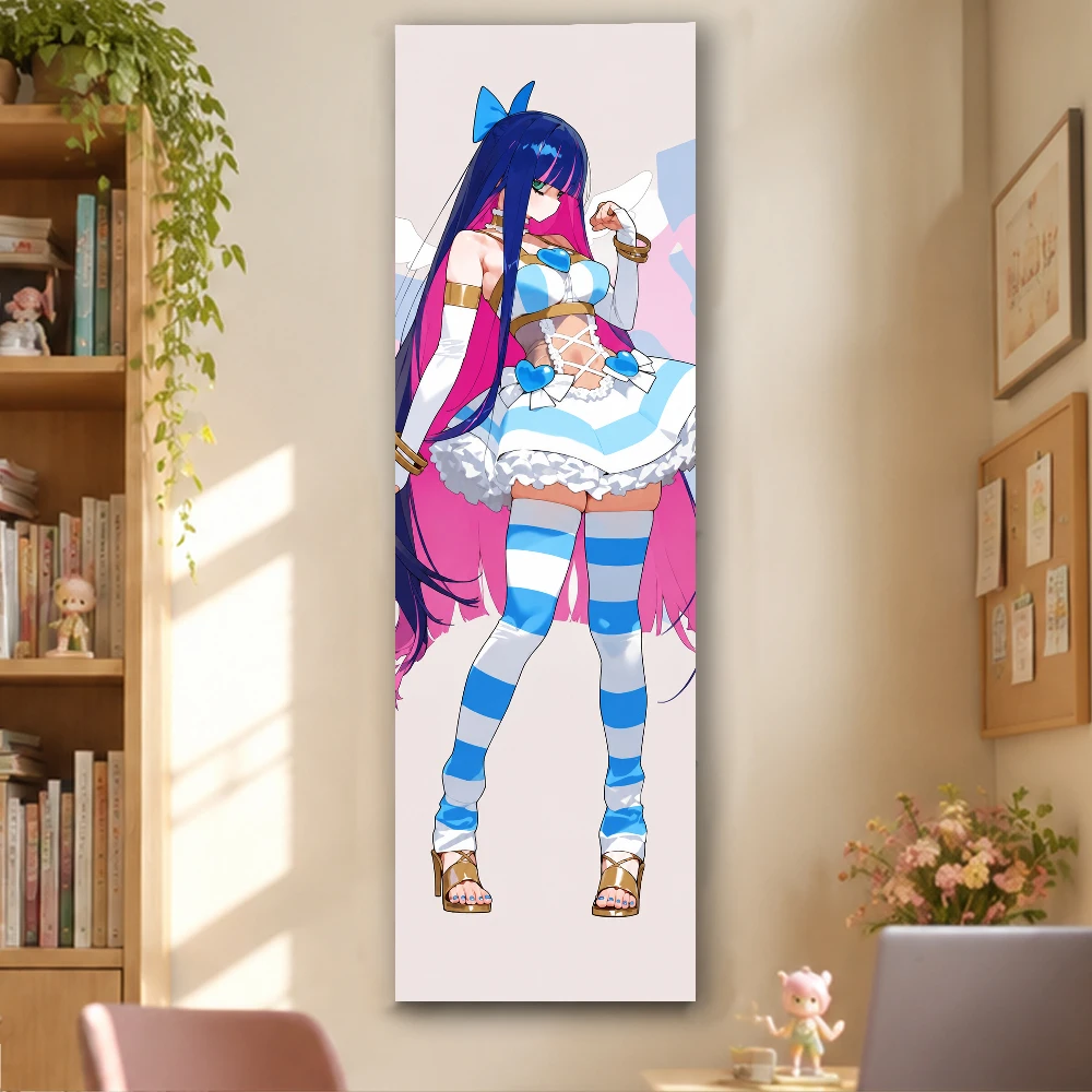 Panty & Stocking with Garterbelt Vertical Long Tapestry Stocking Anarchy Character Print Wall Hanging, Kawaii Japanese Anime Bac