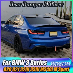 With Light Rear Bumper Lip Splitters For BMW 320i 325i 330i M340i M Sport 2019-2023 DMT Style Rear Diffuser Lip G20 G21 M-Tech