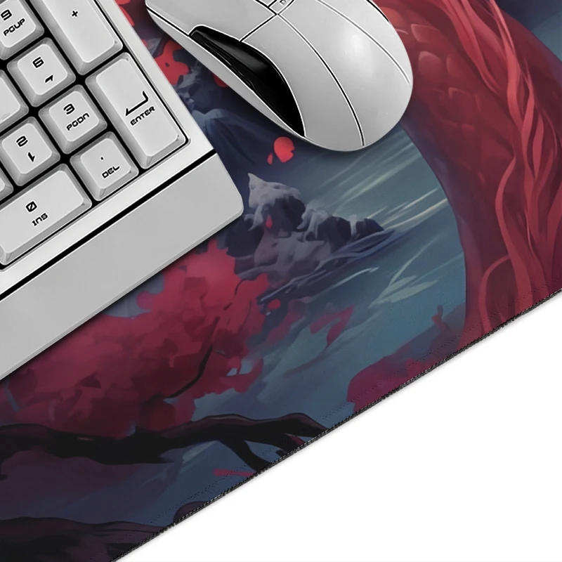 Mouse Pad Gaming Red Dragon Fantasy Valley printon demand Custom New Mousepad XXL Playmat Soft Carpet Computer Table Mat