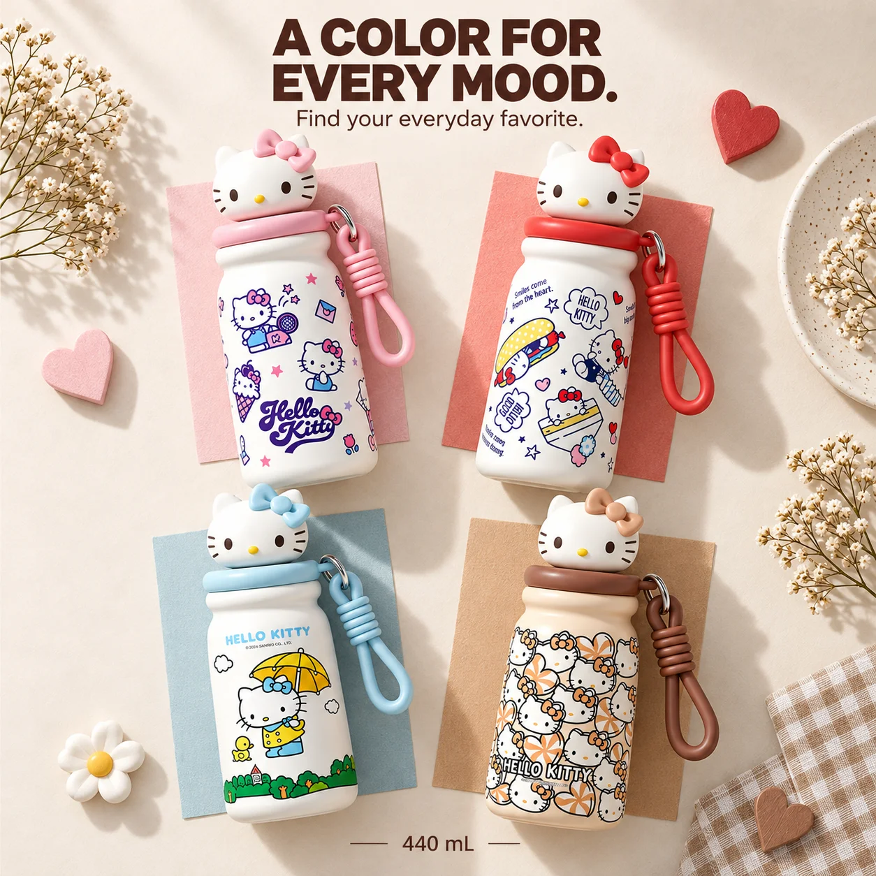 Sanrio Hello Kitty Insulated Water Bottle 316 Steel Travel Tumbler Portable Hot Cold Cup For Outdoor Sports Gym Office