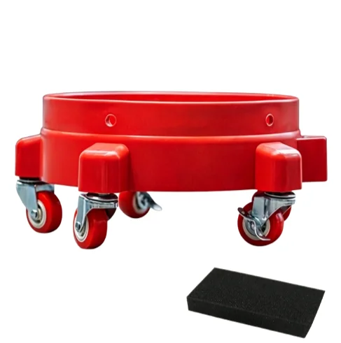 PP Material Car Wash Bucket with 5 Standard Wheels Designed to Work with For 2 Brake Pulleys for Smooth Rolling Stability