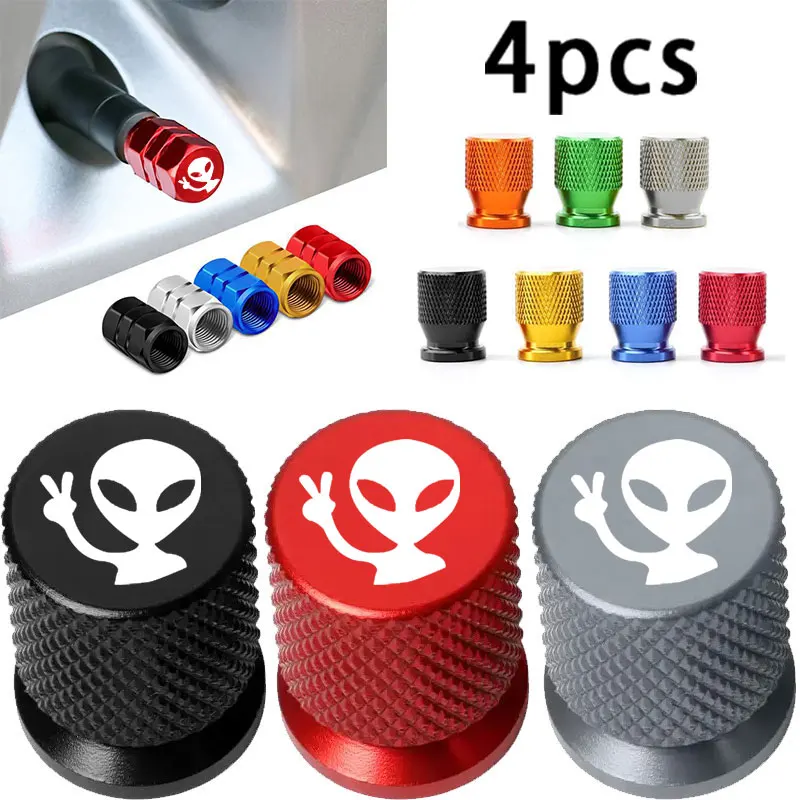 

4PCS Colorful Alien Car Wheel Tire Valve Cap Stem Air Cover For Car Styling Truck Car Motorbike Bike Accessorie