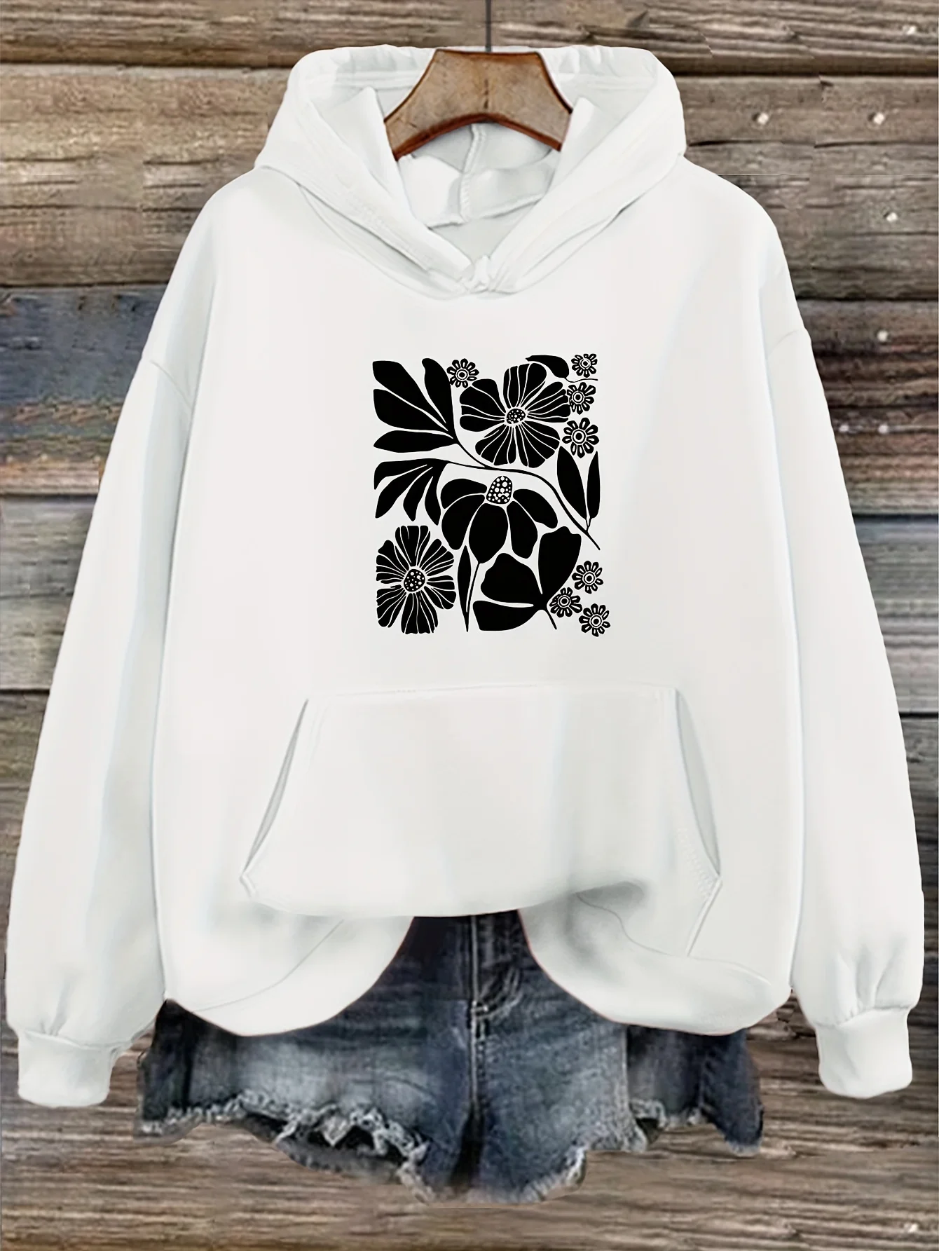 

Floral Graphic Print Autumn and Winter Cotton Hoodie for Men and Women Casual Outdoor Street Sports Training Brand Trend