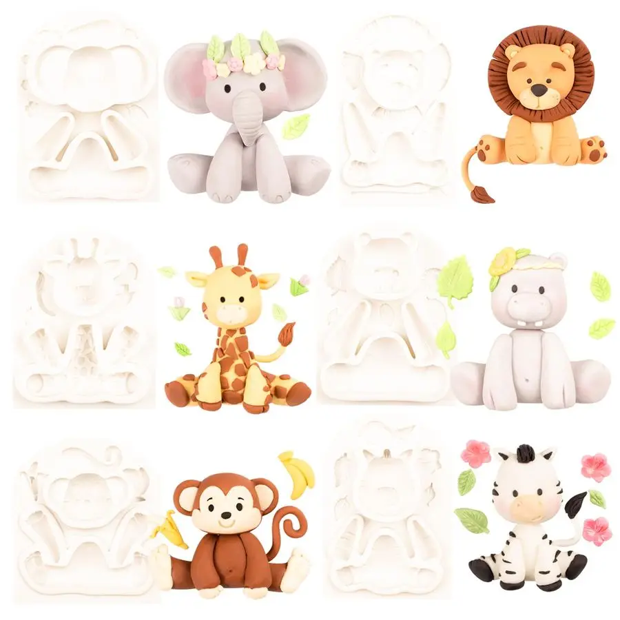 

Jungle Animals Fondant Silicone Molds Sugarcraft Cake Decoration 6count Height 2.63.6inch