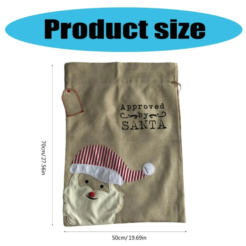 Elegant Gift Wrapping Bag with Drawstring Christmas Santa/Deer Package Bag Stylish Birthday Present Storage