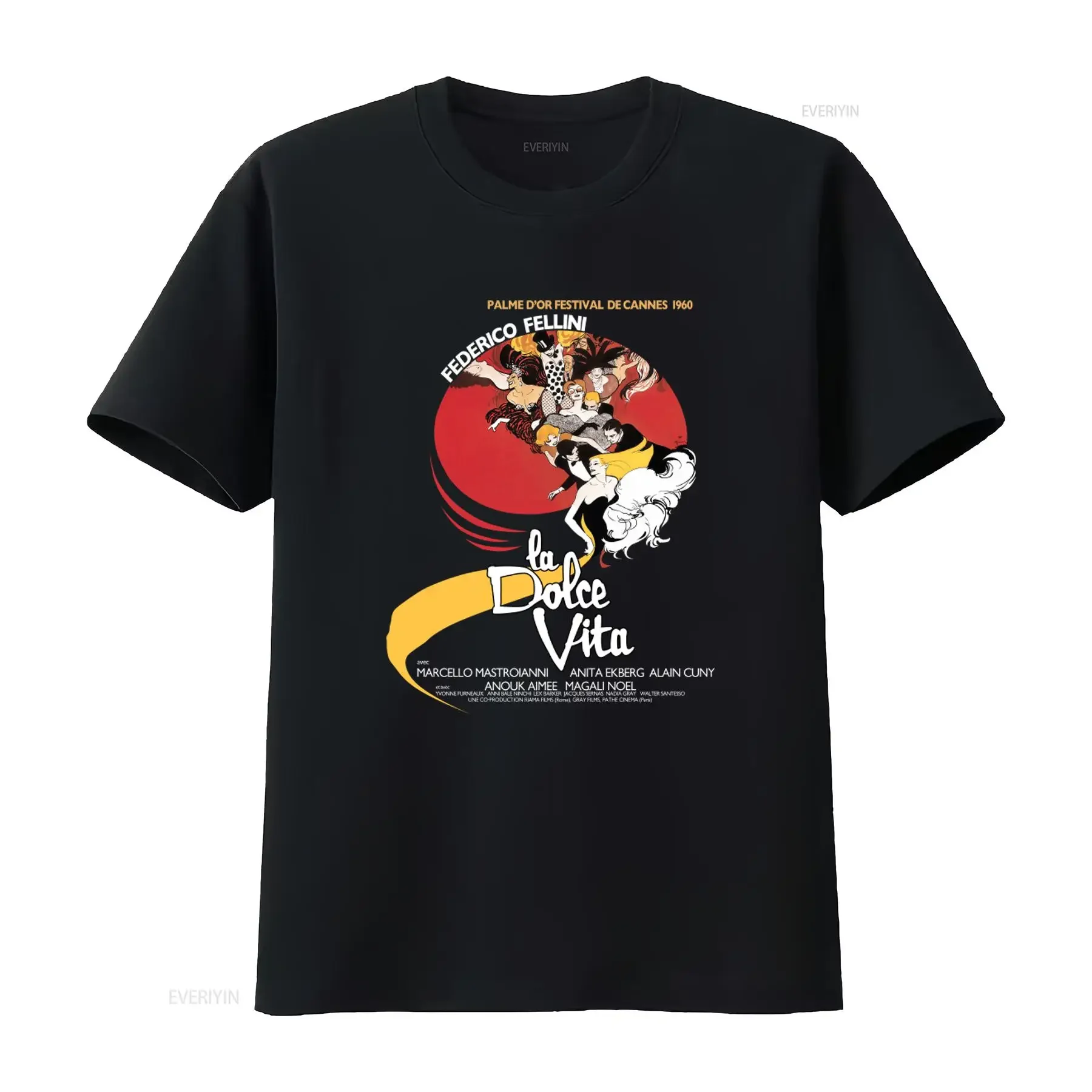 Federico Fellini La Dolce Vita Movie Art Print T Shirt for Classic Film Festival Design vintage Washed Stretched Stylish