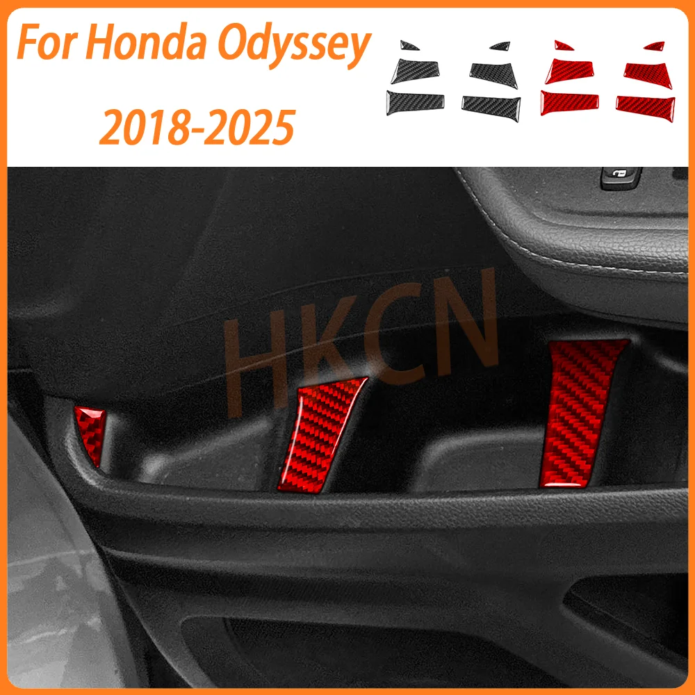 6-piece Set of Car Door Cup Holder Panel Decorative Stickers, Carbon Fiber Car Interior Accessories For Honda Odyssey 2018-2025