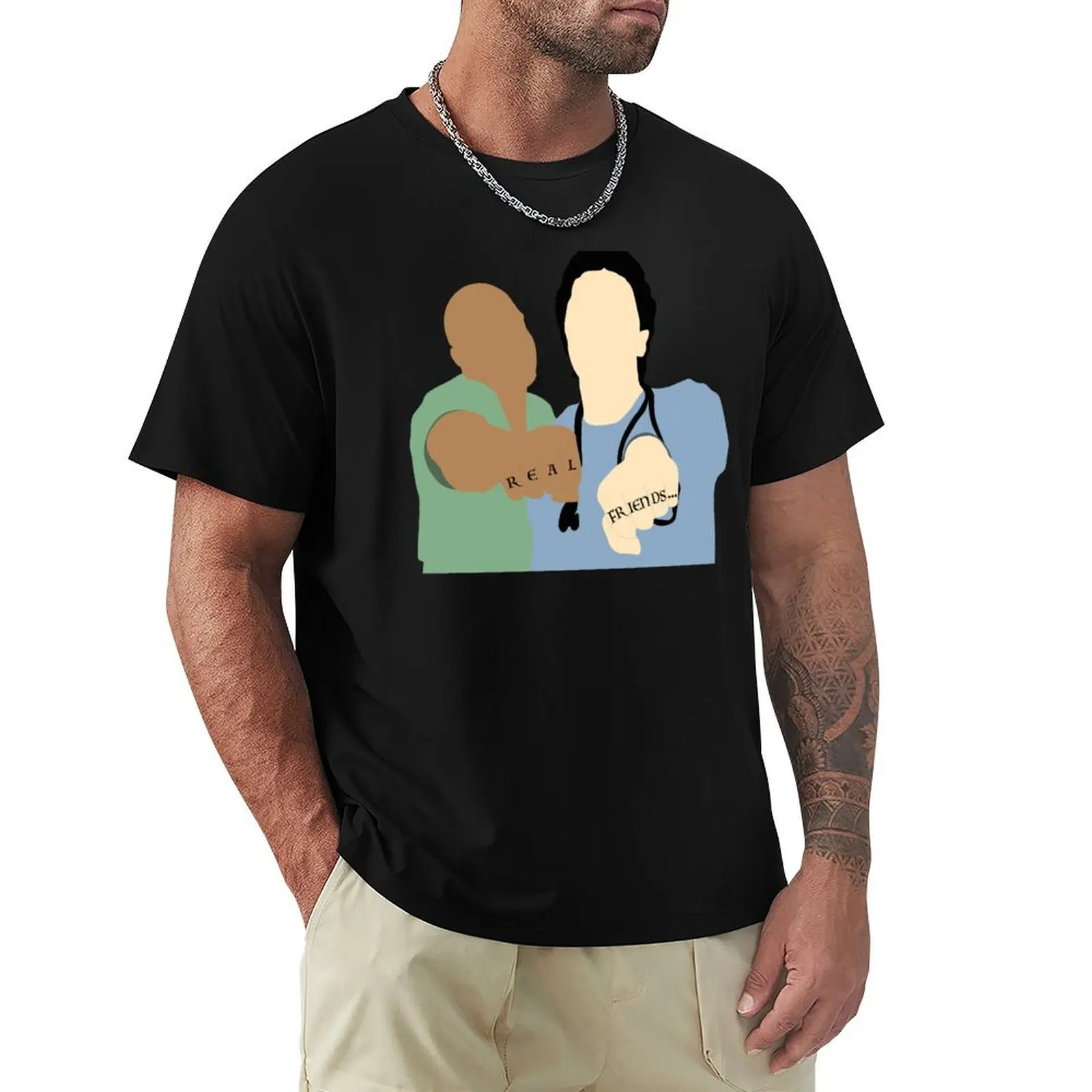 Scrubs Turk & JD - Fake Doctors, Real Friends T-Shirt Stylish Graphic Short Sleeve Top