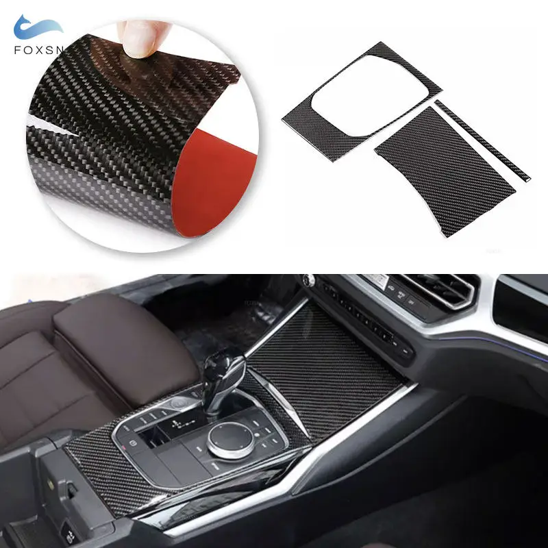 

Center Control Gear Shift Panel Cover For BMW 3 Series G20 G28 2019 2020 2021 LHD Soft Carbon Fiber Frame Car Accessories Trim