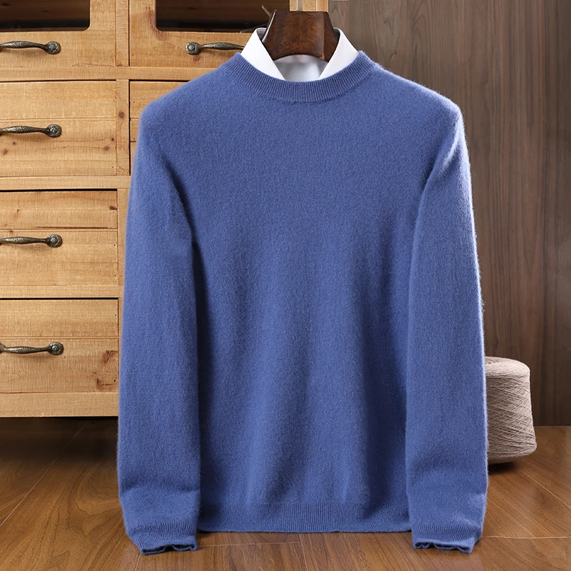 

Autumn And Winter New Best Selling Cashmere Sweater Round Neck Men's Leisure Business Long Sleeve Bottoming Sweater Coat.