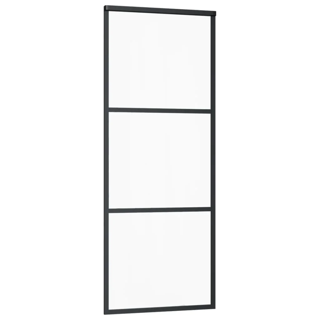 Porte coulissante et quincaillerie en verre/alu ESG 76x205cm (rail coulissant 200 cm) – Style industriel moderne, séparateur de pièce intérieur pour salon, chambre, cuisine