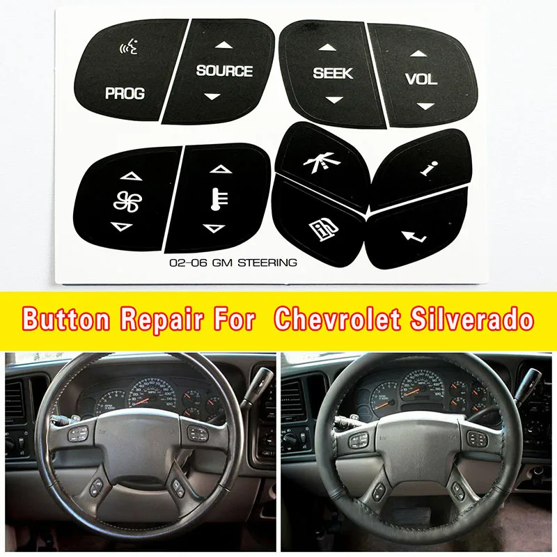 1PC PVC Car Stickers Stickers Decals Of Repair sticker for steering wheel control buttons For Chevrolet YukonTahoe 2003-2006