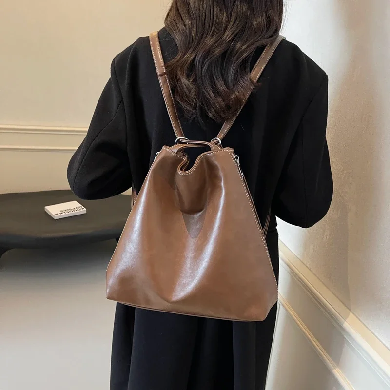 LEFTSIDE Large PU Leather Tote Bags Shopper Shopping Shoulder Bag for Women 2024 Winter Y2K Fashion Trend Solid Color Handbags