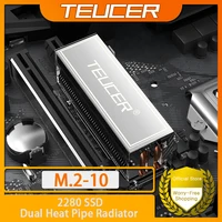 TEUCER M.2 SSD disipador de calor M2 2280 NVME Kit de enfriamiento doble tubo de calor Material de cobre de aluminio PC radiador de unidad de estado sólido
