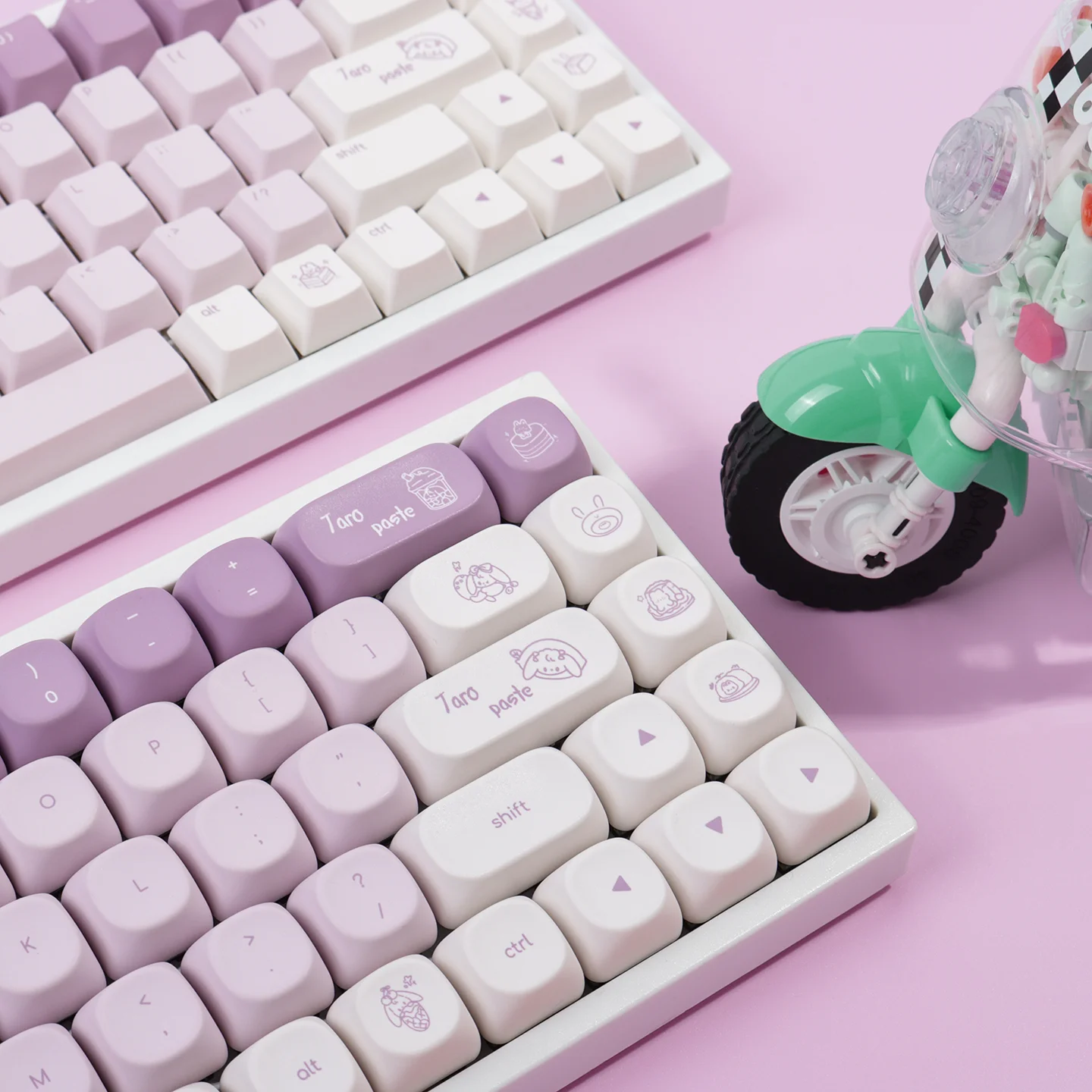 Taro Rabbit Keycaps PBT 5-Side Dye-Sub MOA/Cherry Profile 1.7mm Thick for 61/68/84/87/100/104/108 Layouts Mechanical Keyboard