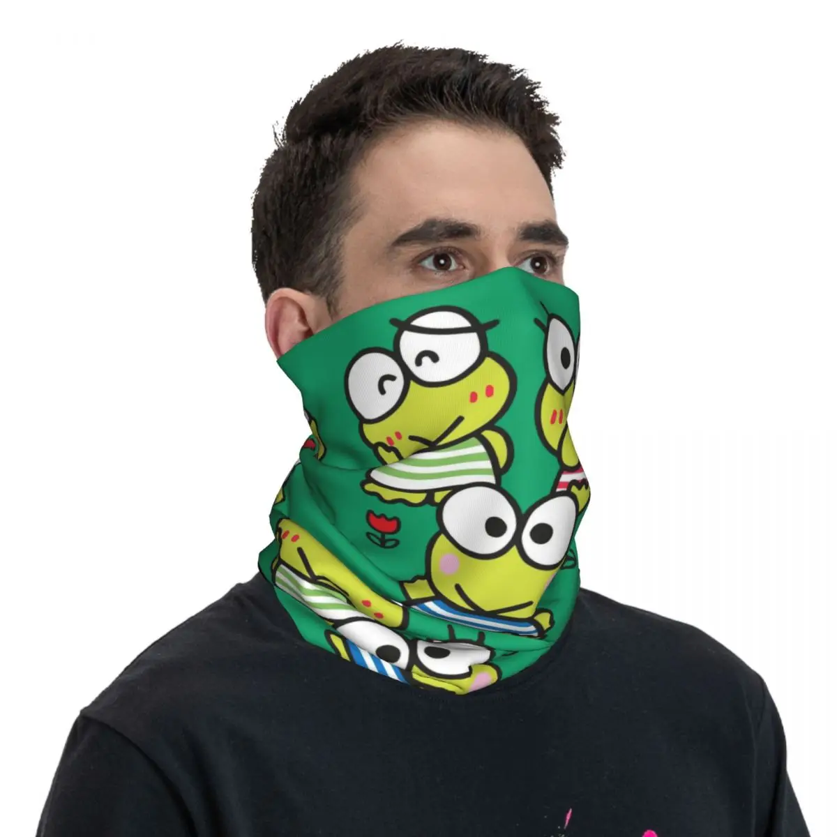 مخصص Keroppi الرقبة الجراب النساء الرجال الأشعة فوق البنفسجية حماية الشتاء الكرتون لطيف باندانا وشاح لركوب الدراجات