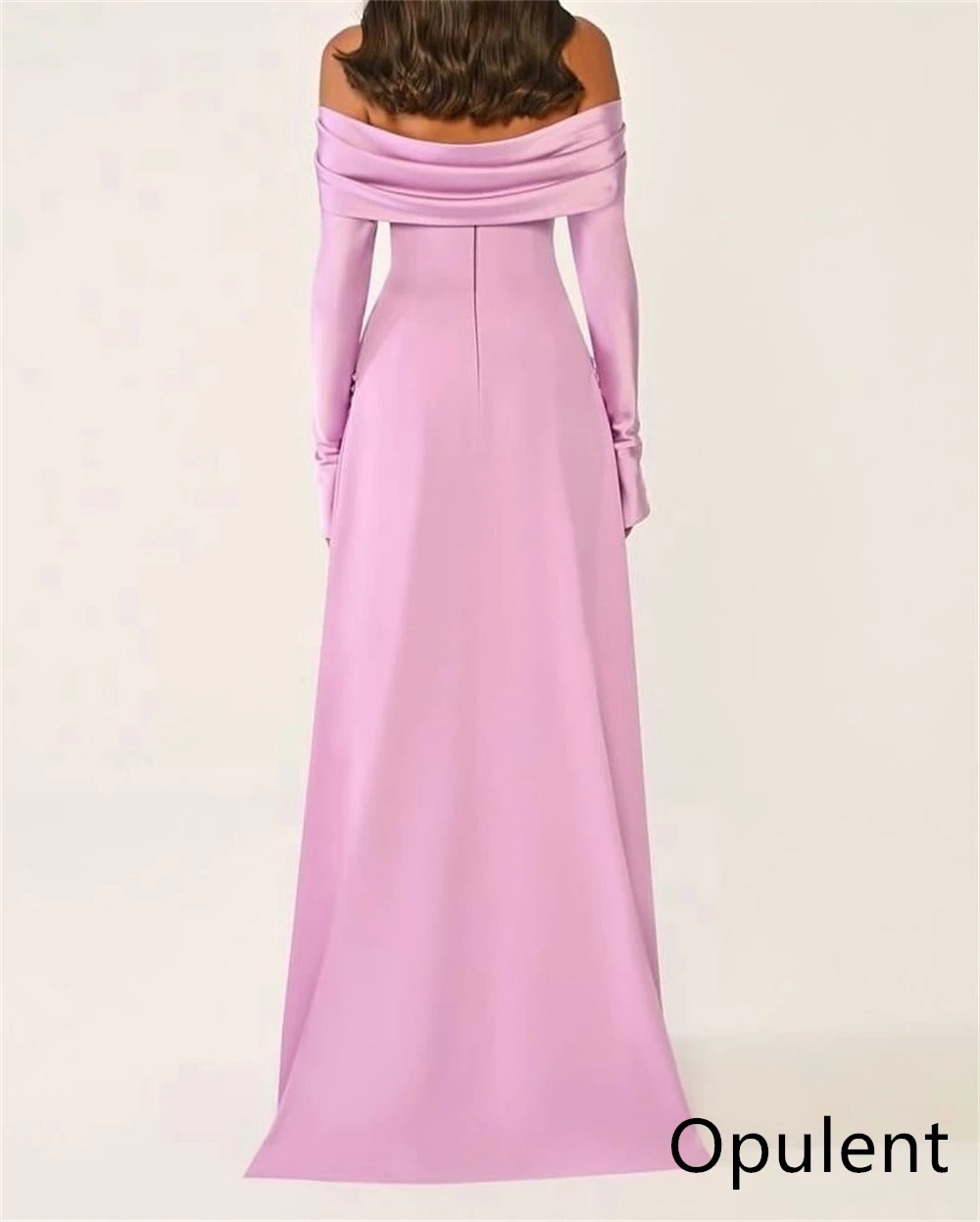 Aangepaste moderne roze jersey avondjurk boothals uit de schouder lange mouwen celebrity jassen homecoming jurk mode