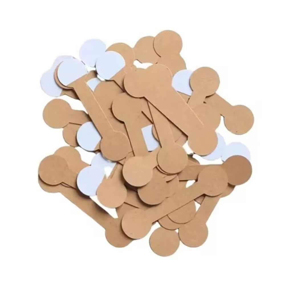 500 шт. 13x50 мм липкие маленькие пустые крафт-коричневые бумажные наклейки этикетки с клеем для маркера цен на ювелирные изделия