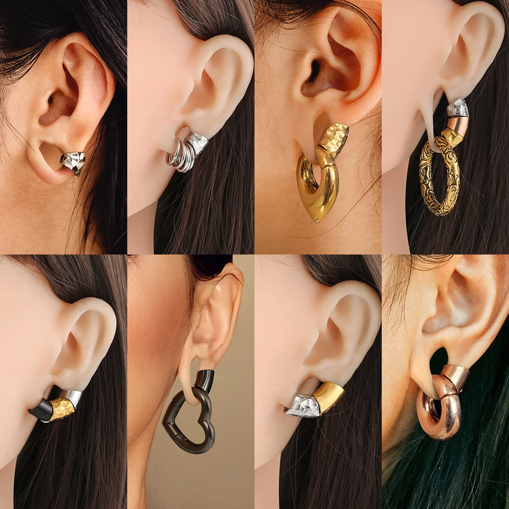 Hammered Stainless Steel Ear Weights, 1/2Pcs Set