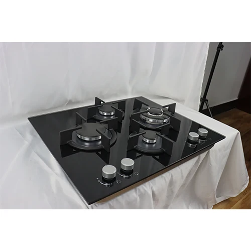 60cm Built in Gas Cooktop 4 Burners Black Glass Battery Ignition Gas Stove Top