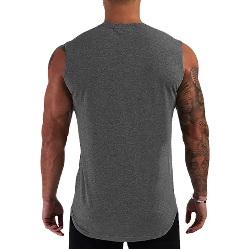 FITNESS SHARK-Carta solta impressa singlet para homens, camiseta esportiva, confortável, confortável, correndo