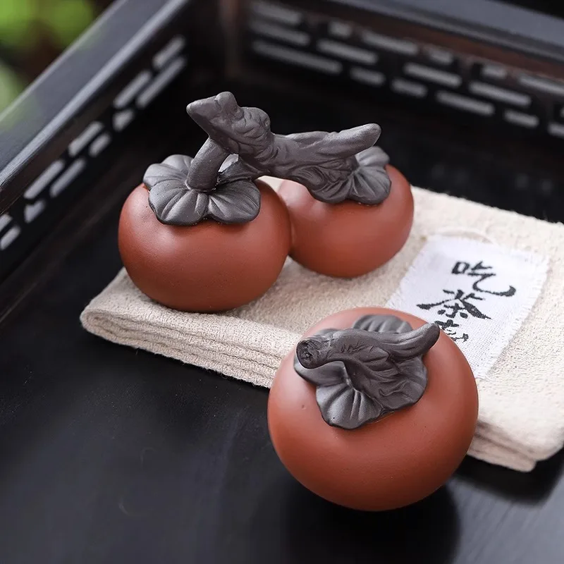 

Purple sand persimmon tea pet ornament cover, high-quality can be raised, anti-real fruit tea set,