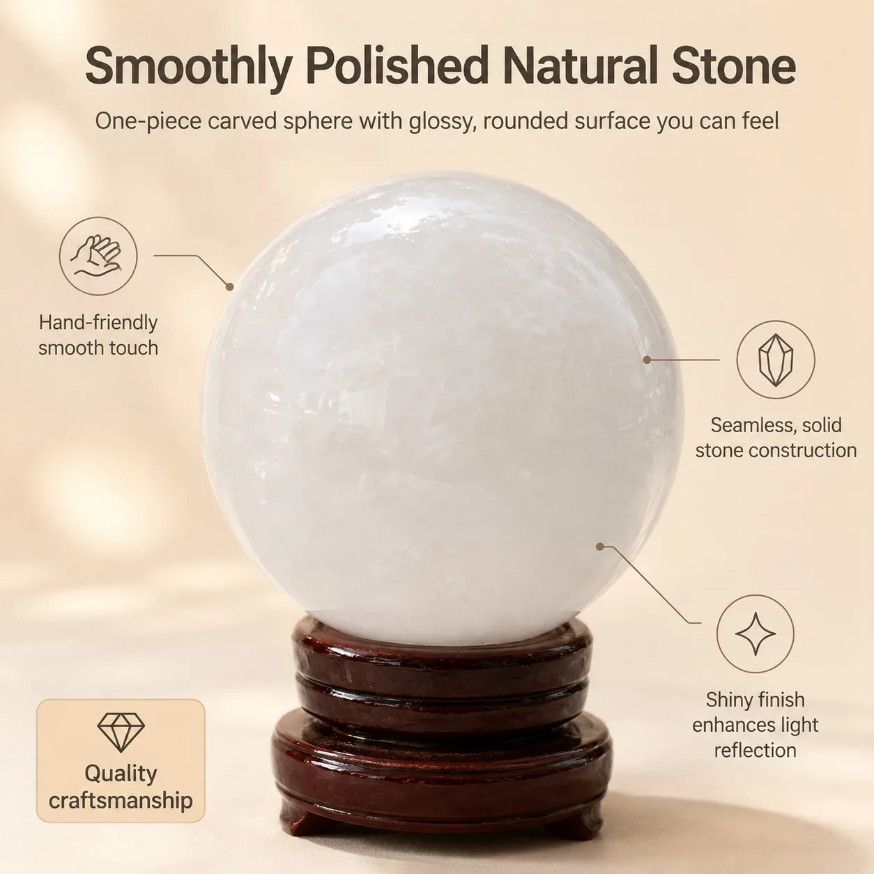 1 white quartz crystal ball, mineral specimen, random style, polished crystal ball, elegant decorative ornament, suitable for home office living room decoration, is the perfect birthday gift for family, friends, and crystal enthusiasts