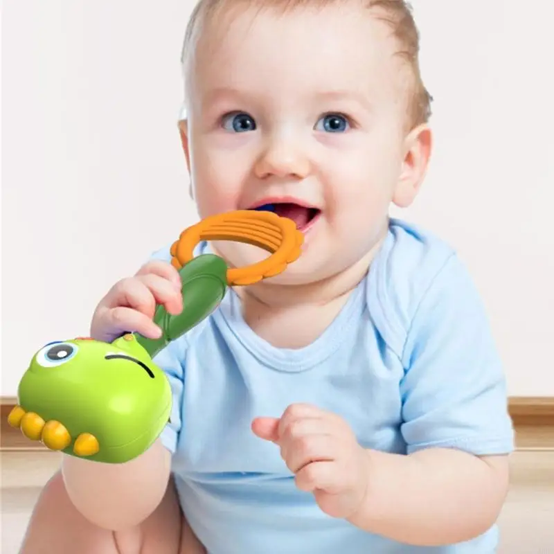 Handheld Baby Cartoon Dinosaurus Baby Shaker Speelgoed voor Gehoor Zintuiglijke Stimulatie Baby Speelgoed Rammelaar Dinosaurus Shaker A2UB