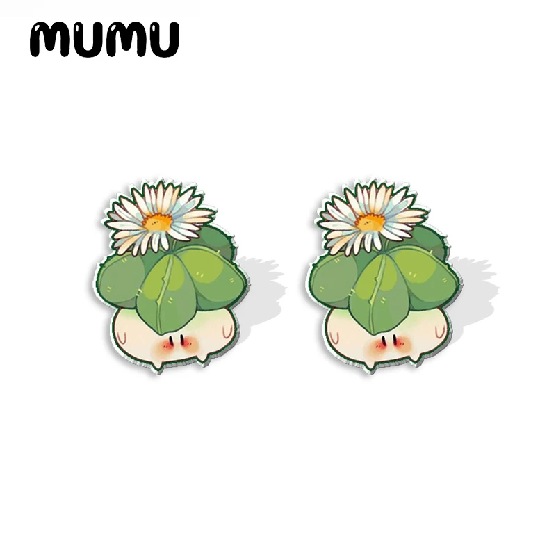 2023 New Succulent Bros Acrylic Stud Earring Cute Plant Handmade Earrings Resin Epoxy Jewelry Gifts Friend