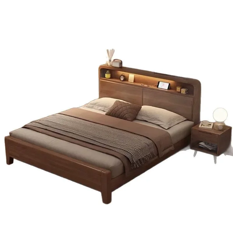 

Solid wood modern simple and durable double master bedroom queen bed