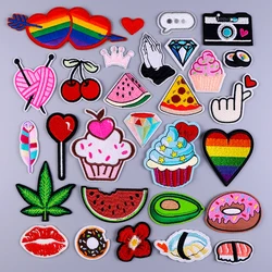 Cartoon Patch Iron On Patches On Clothes Food Embroidery Patches For Clothing Cake Patch For Clothes Stripe Badge Applique Decor