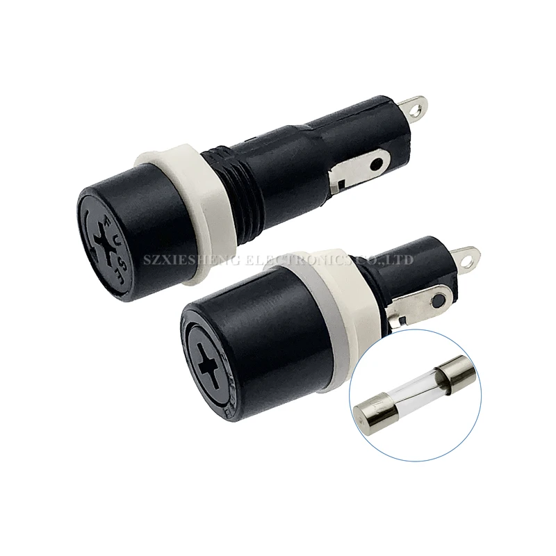 5PCS MF-527 MF-528 5*20MM Fuse Holder 10A250V Panel Mounting High Temperature Resistant Bakelite Fuse Base With 5*20MM Tube Fuse