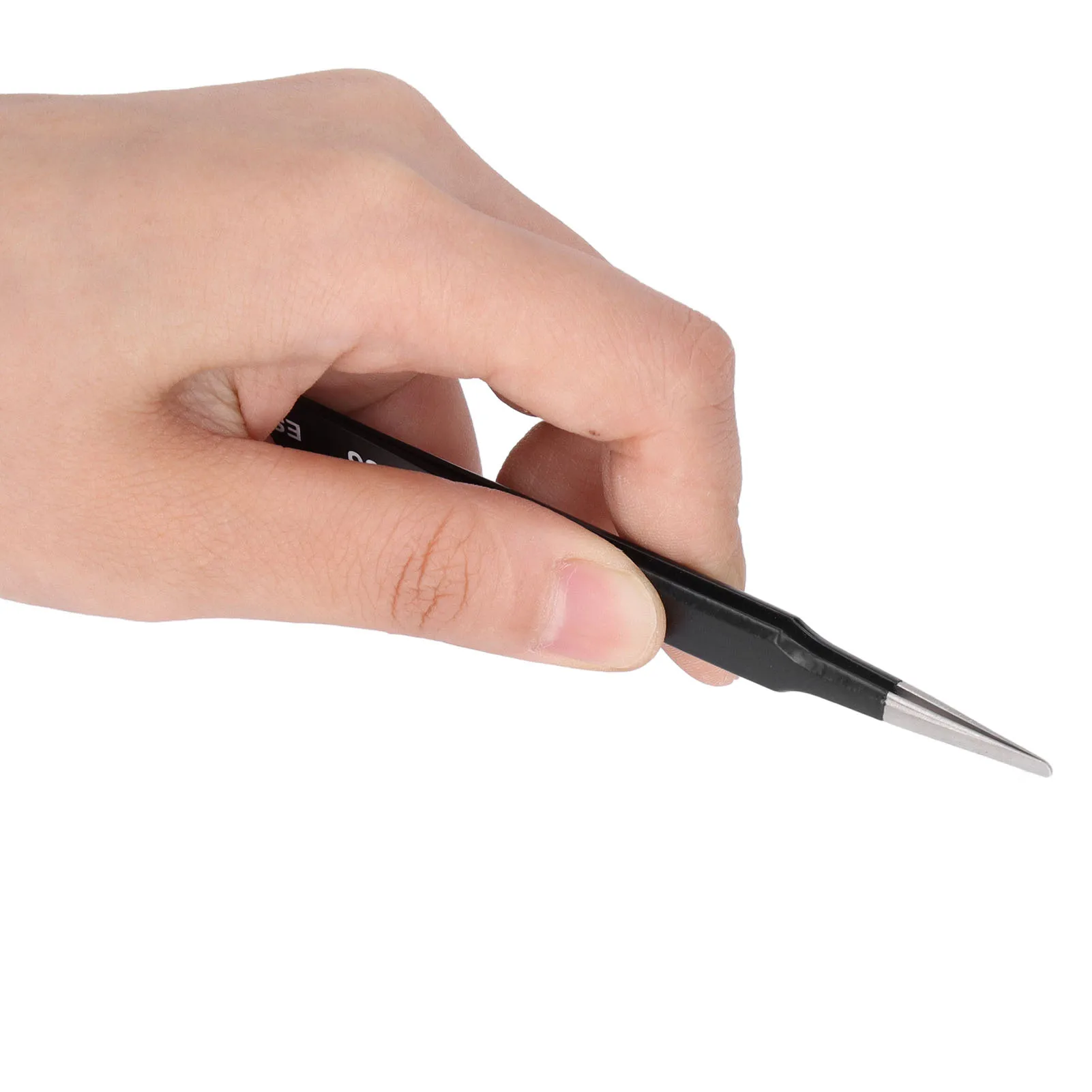 Static Resistant Tweezer Stainless Steel Flat Head Eyebrow Tweezer for Accuracy Electronic Components Static Resistant Tweezer