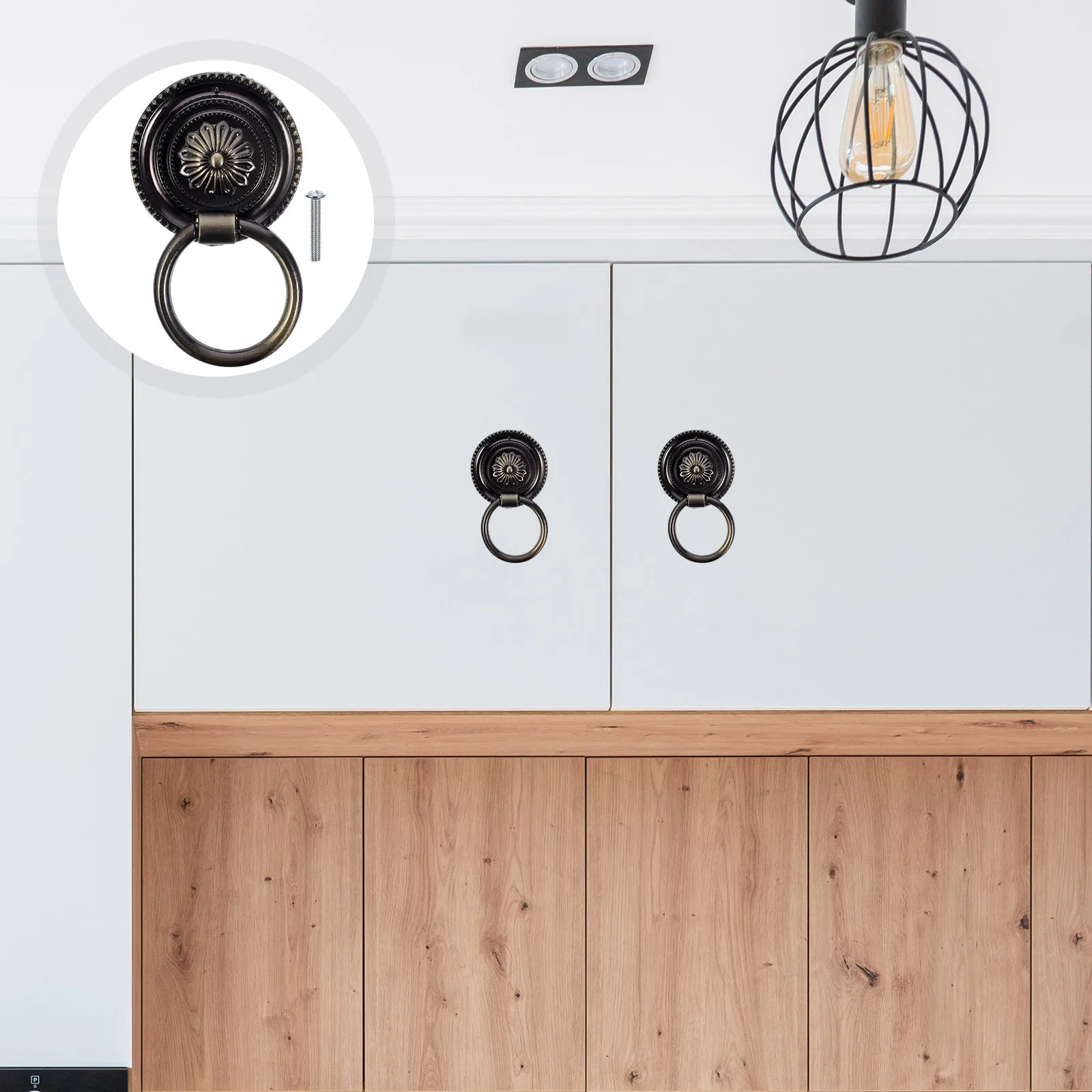 

1Pcs Round Single Hole Pull Handle Brass Vintage Drawer Knob Replacement Cabinet Door Handle Smooth Touch Durable