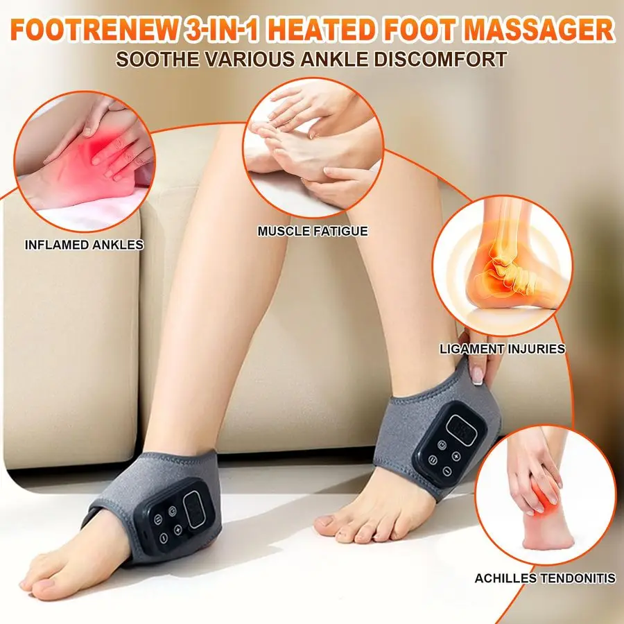 

Foot and Ankle Massager Triple Method Foot Massager with 5 Heat amp 3 Vibration Levels, Smart Timer, Wireless for Heat Relief fo