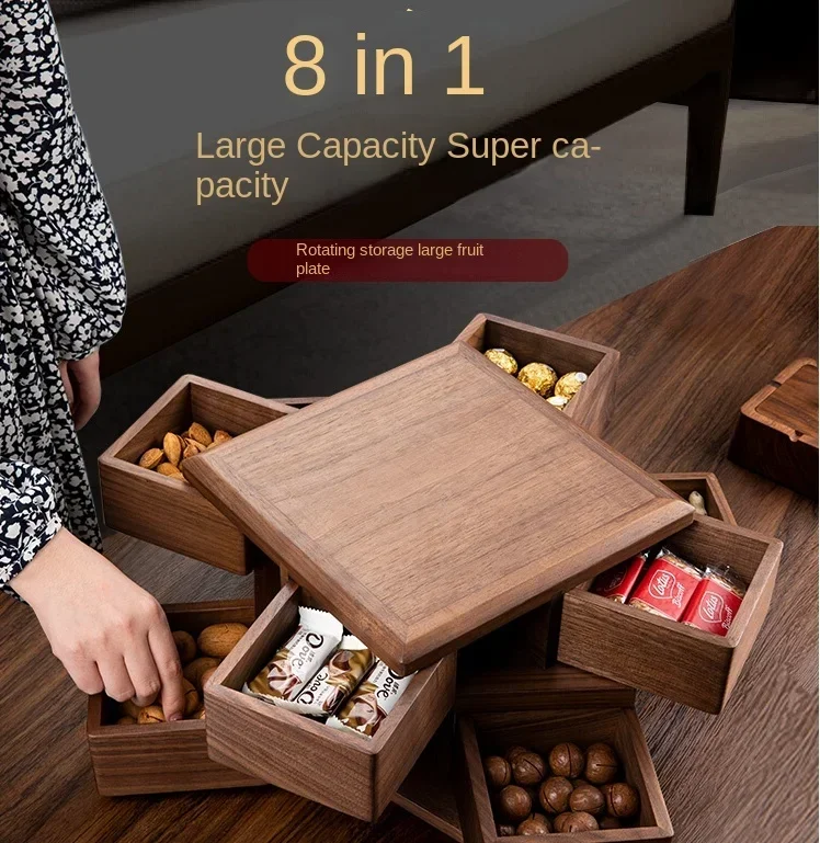 Luxury high-end rotating candy box home living room coffee table bowls multi-layer snack box storage box