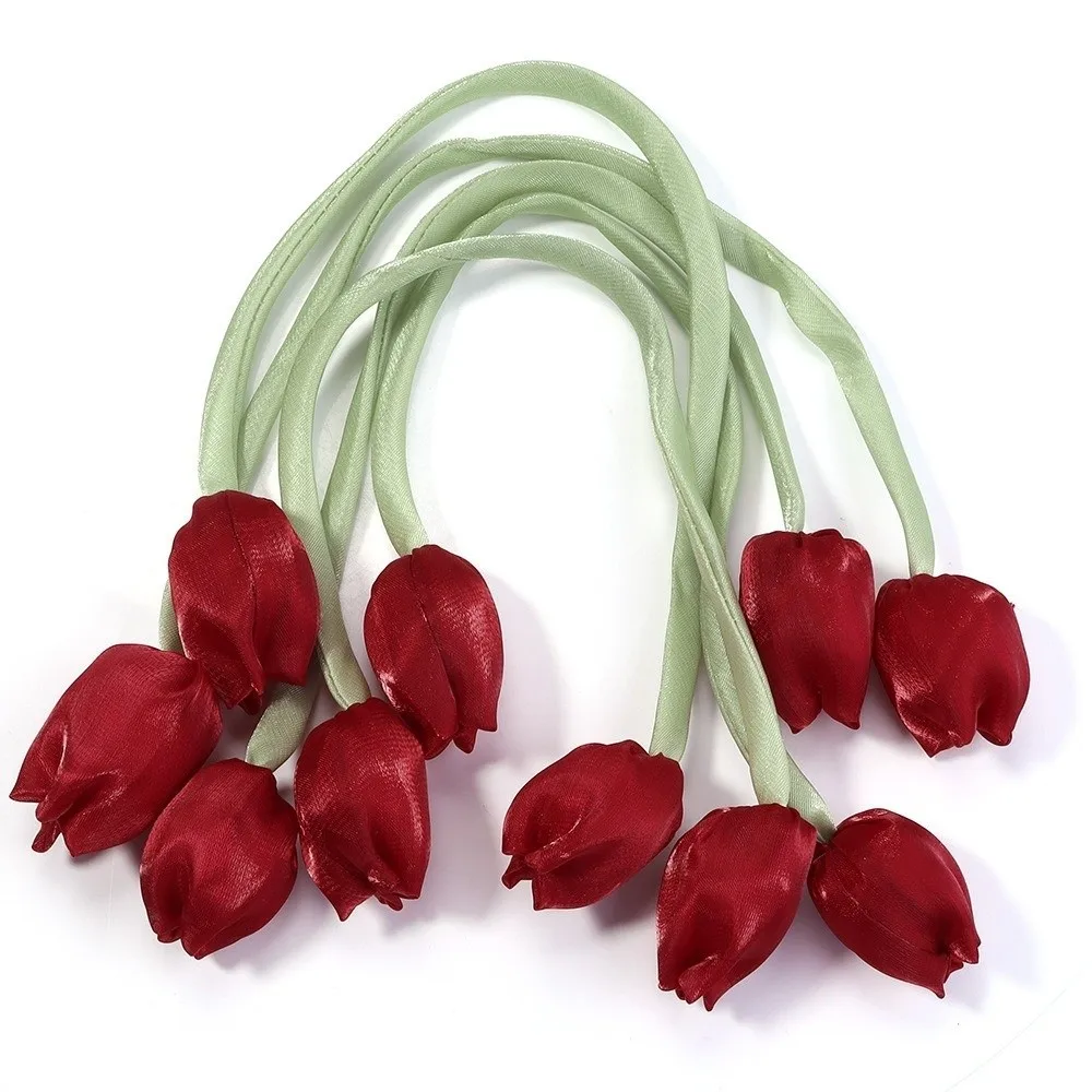 5Pcs Fashion DIY Tulip Lace-up Straps Ornaments Sweet Curtain Tieback Baking Decoration Hair Cord