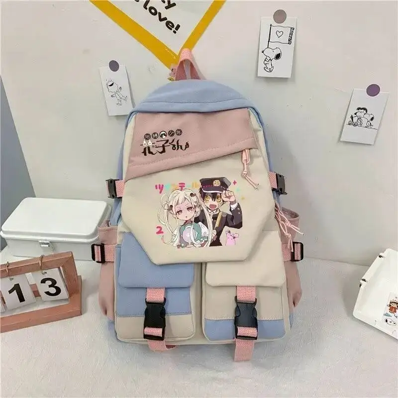 Juego de anime Negro Azul Rojo Jibaku Shounen Toilet-Bound Hanako-Kun Mochilas escolares para estudiantes Mochilas de gran capacidad