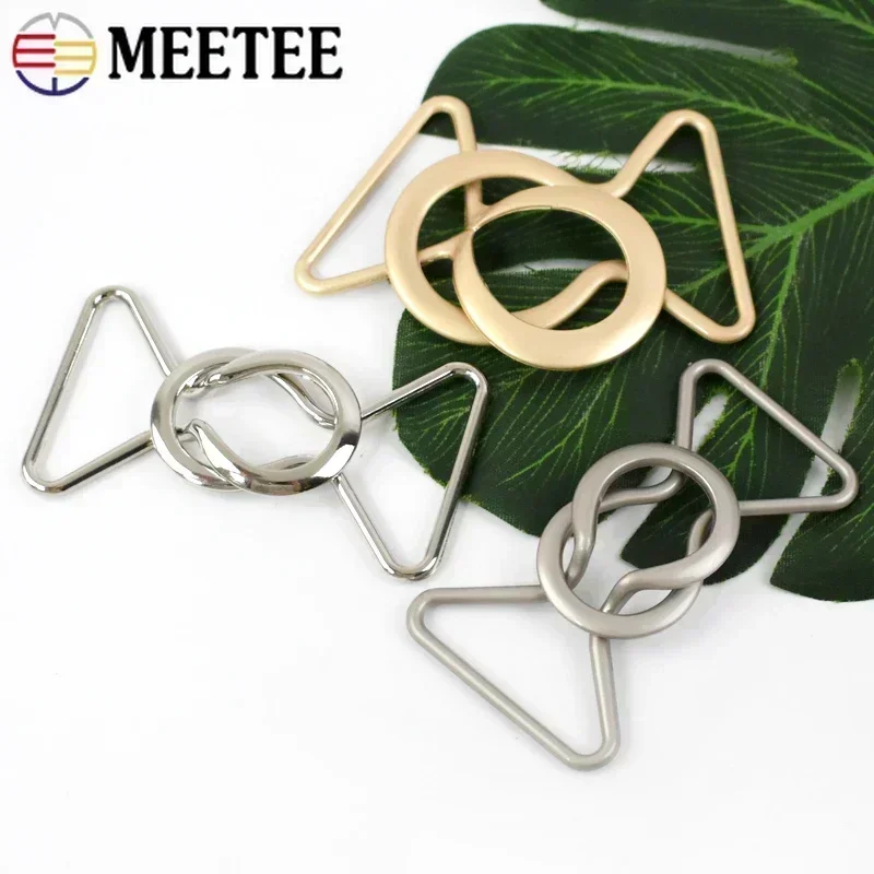 Meetee-Boucles en métal pour femme, 20-40mm, 5 pièces, pour manteau, taille, robe, sacs, vêtements, fermoir de ceinture, bricolage, accessoires