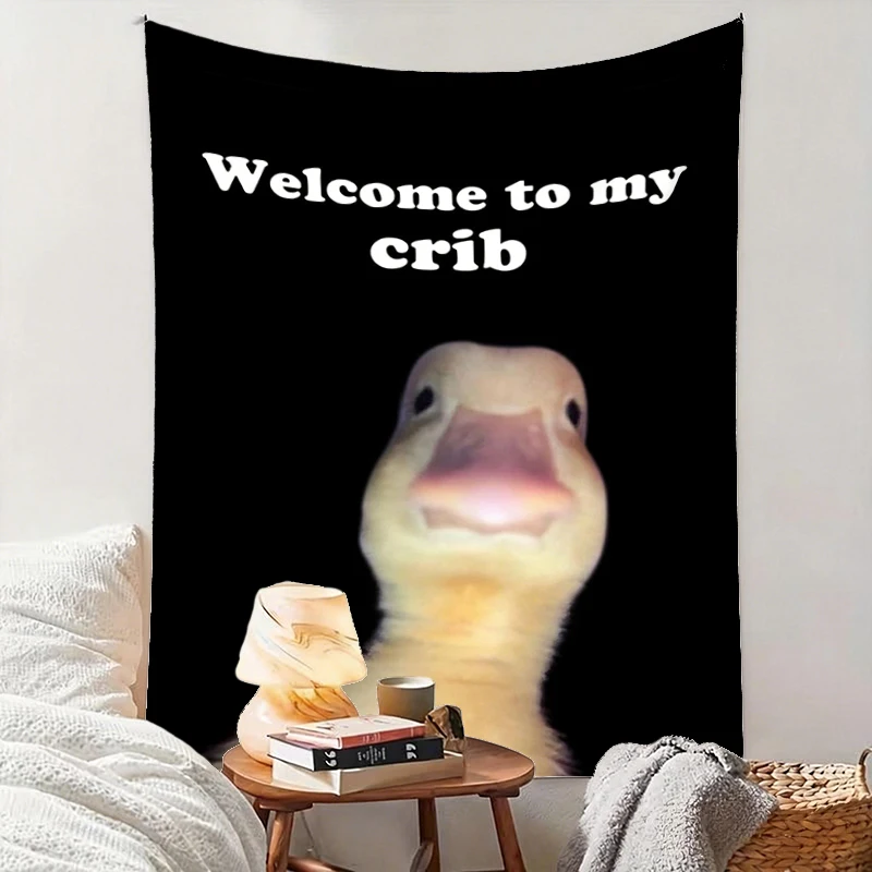 1PC Duck Black Background Art Print Backdrop Banner, Bedroom Living Room Photo Background, Polyester, Home Decor, Wall Art