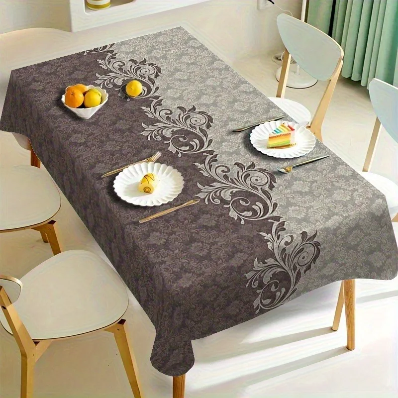 Tablecloth 1pc 1pcs Elegant Dark Pattern Tablecloth | Material, Suitable for Home, Kitchen, Dining Room, Parties, Holidays, Indo