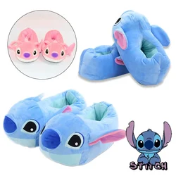 Disney Stitch pantofole in cotone da donna autunno inverno antiscivolo scarpe da donna in cotone per la casa Cartoon Girl Warm Casual Floor peluche Slipper