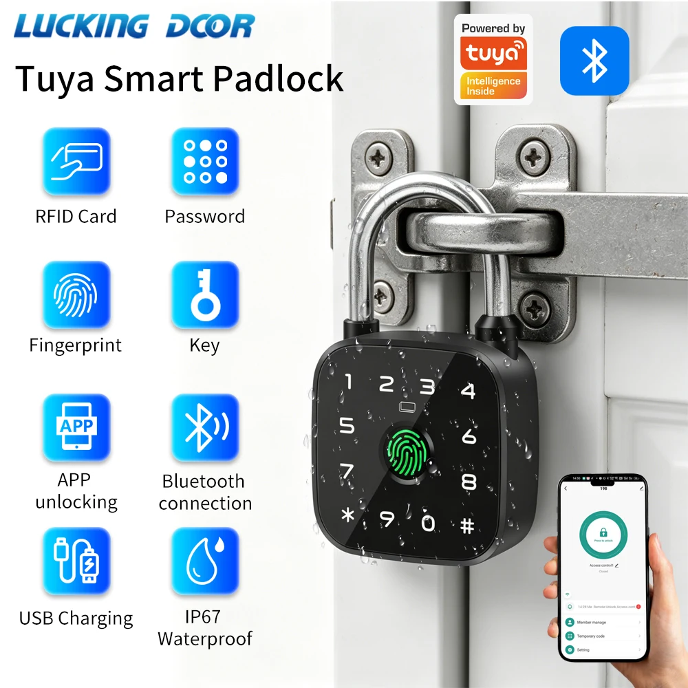IP67 IP67 Smart Padlock Support Tuya App Fingerprint Password RFID Card Key Unlock Type-C Charging Multi-function Anti-theft Lock - Aliexpress Deal